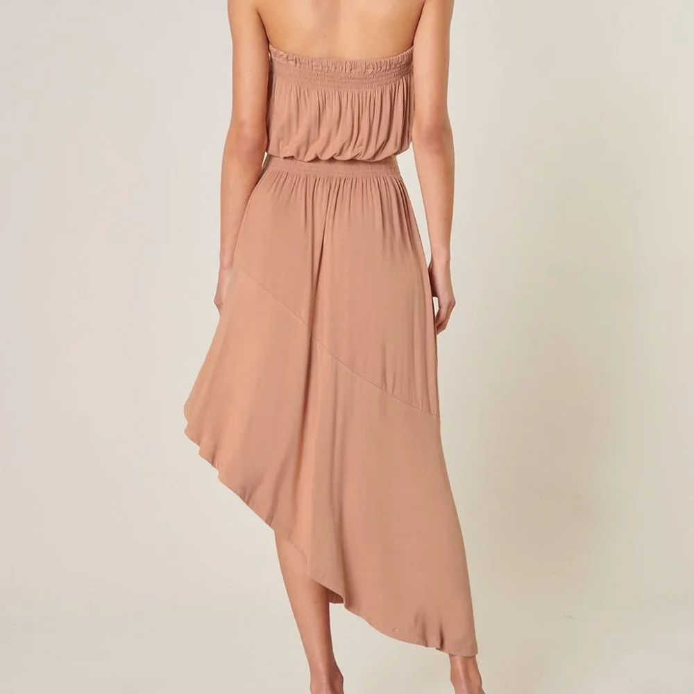 Sugarlips asymmetric strapless Tube dress Elastic waist Midi Length XS S M L - Picture 2 of 2